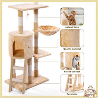 Árbol para gatos de interior de 5 niveles con postes rascadores de sisal,  con acogedoras perchas de felpa