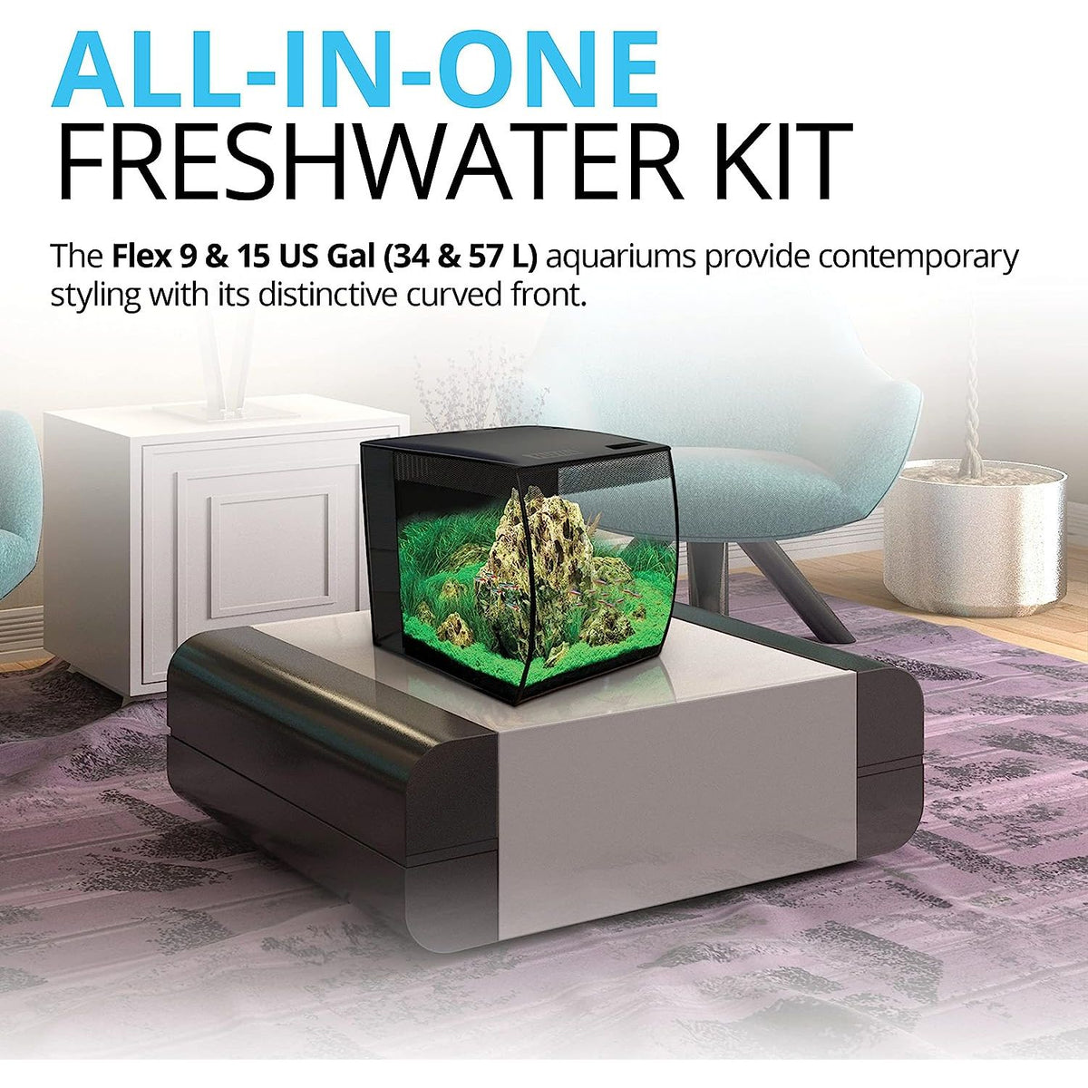 Fluval Flex 15 Aquarium Kit - Fish Tank for Fish & Plants